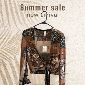 RAGA Brown and Black Patterned‎ Blouse